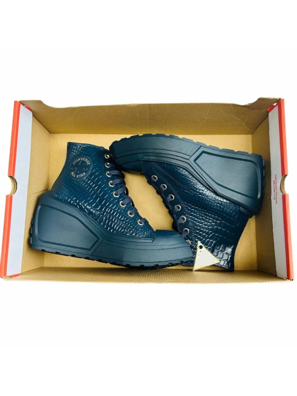 ✨Converse Chuck 70 De Luxe Wedge Platform Leather Sz 7 Women Shoes Blue A10037C